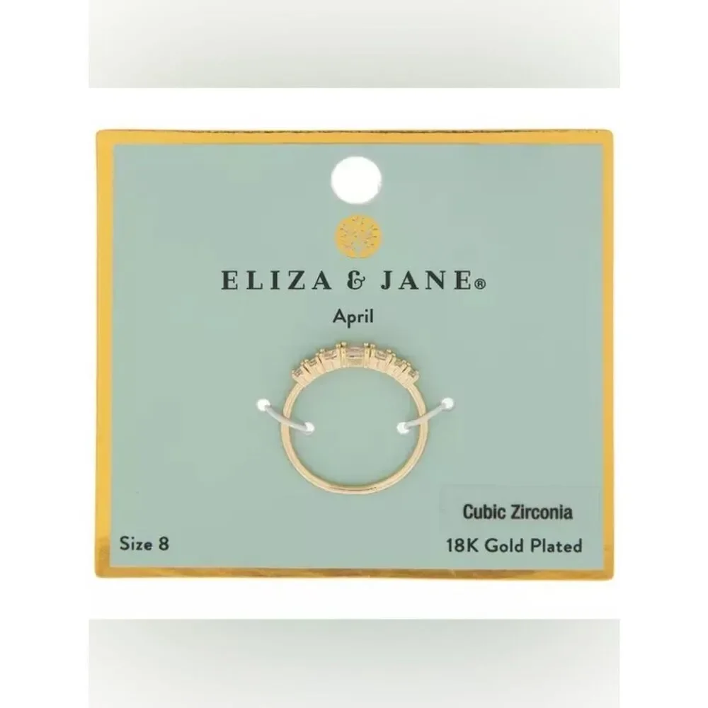 Gold Cubic Stone Half-Set Stackable Ring